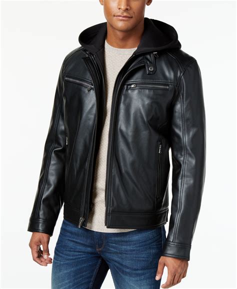 michael kors faux leather jacket|michael kors leather jacket men.